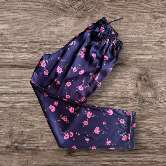 Floral Satin Pants pijama pant size M - Picture 4 of 16
